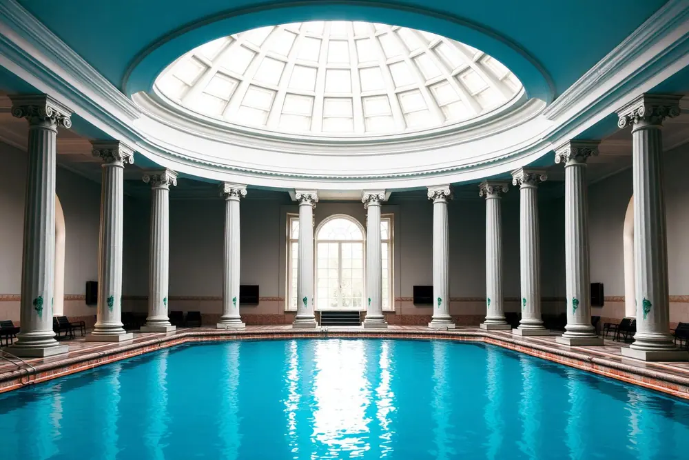 Columned thermal hall with a domed skylight in Baden-Baden