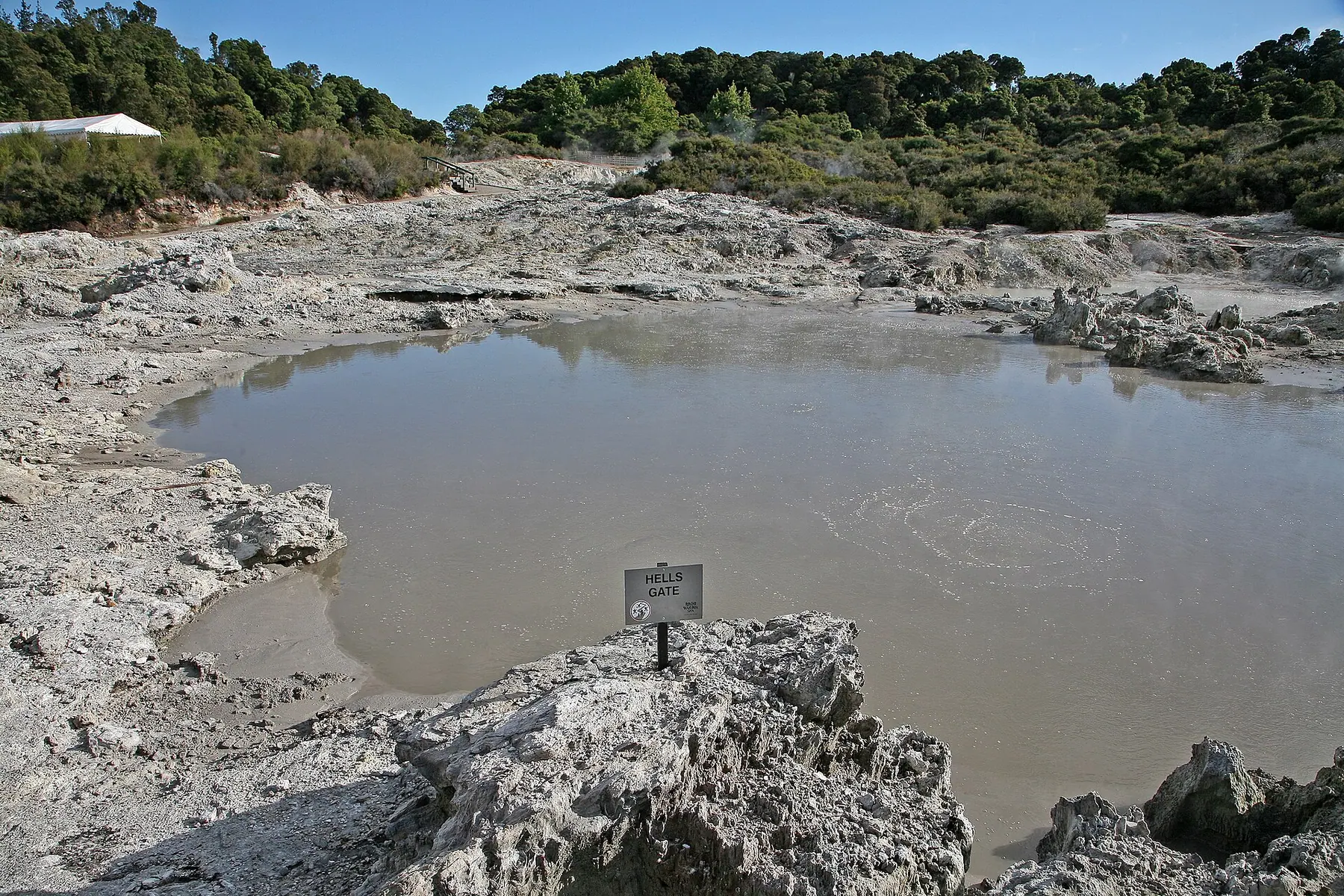 Steaming ground at the Tikitere geothermal field, Hell's Gate