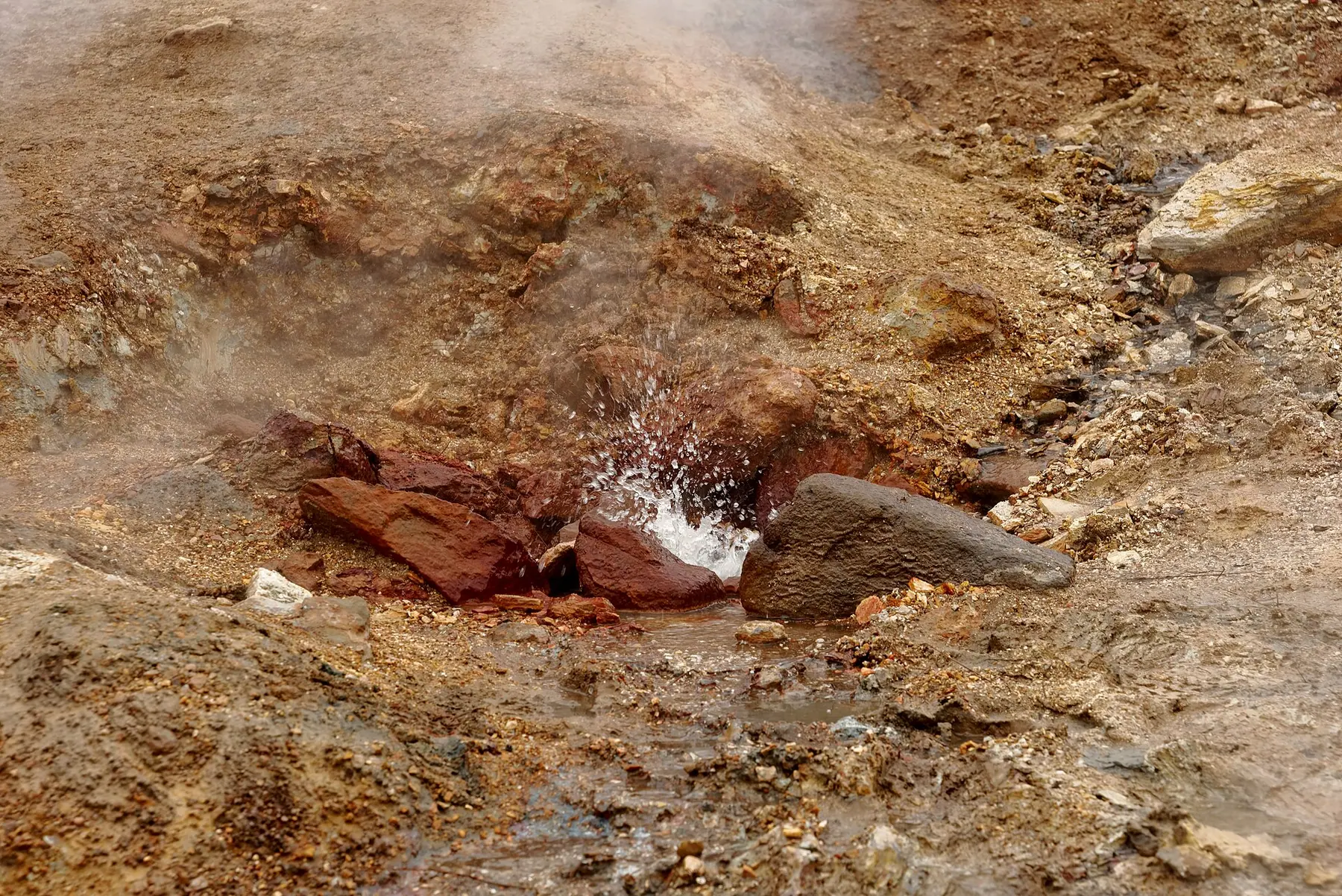 Hot spring water in the Reykjadalur valley
