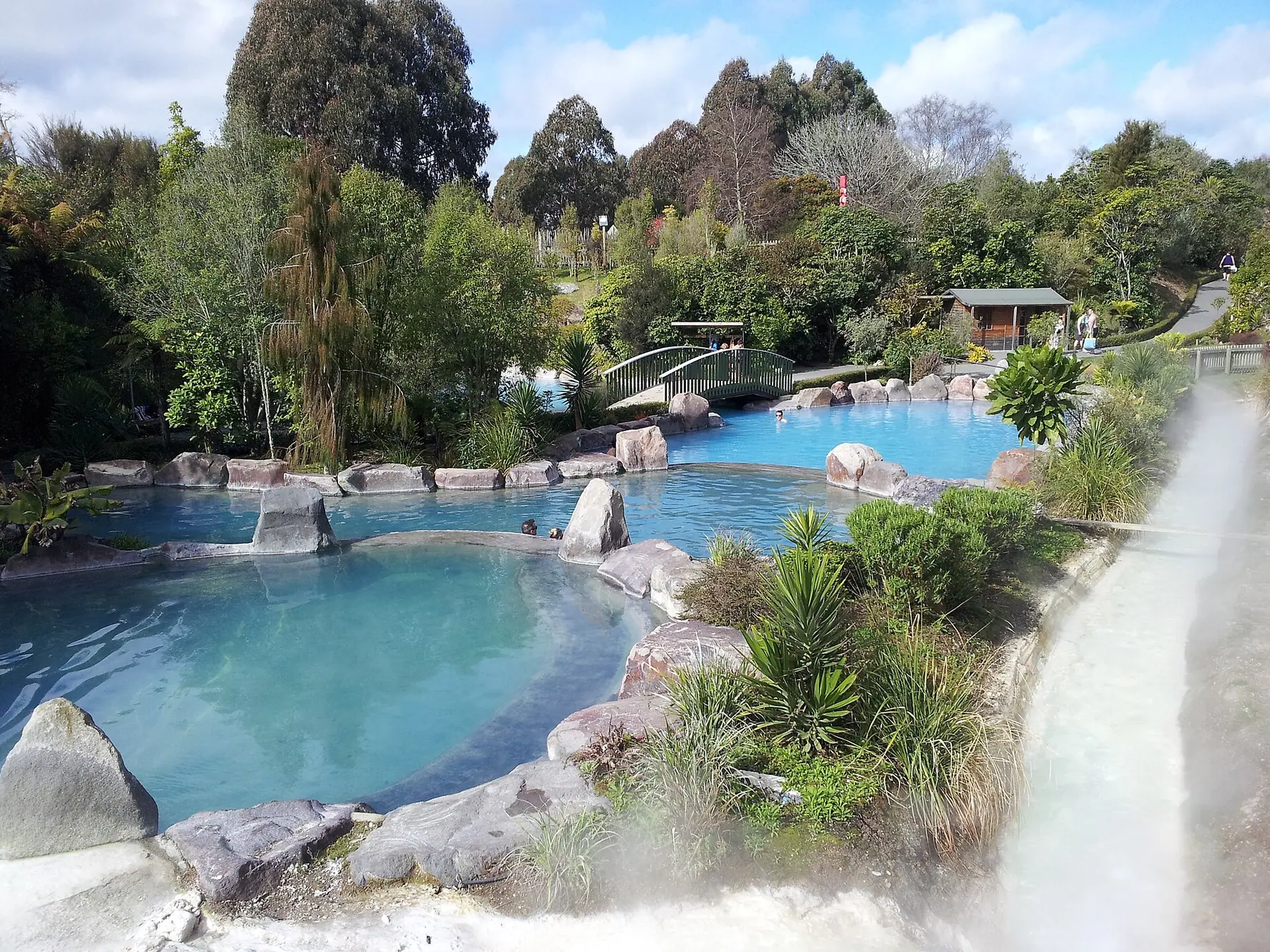 Silica terraces and steaming mineral water at Wairakei near Taupō