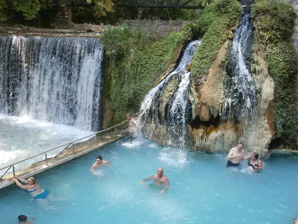 Thermal pools in the gorge at Loutra Pozar