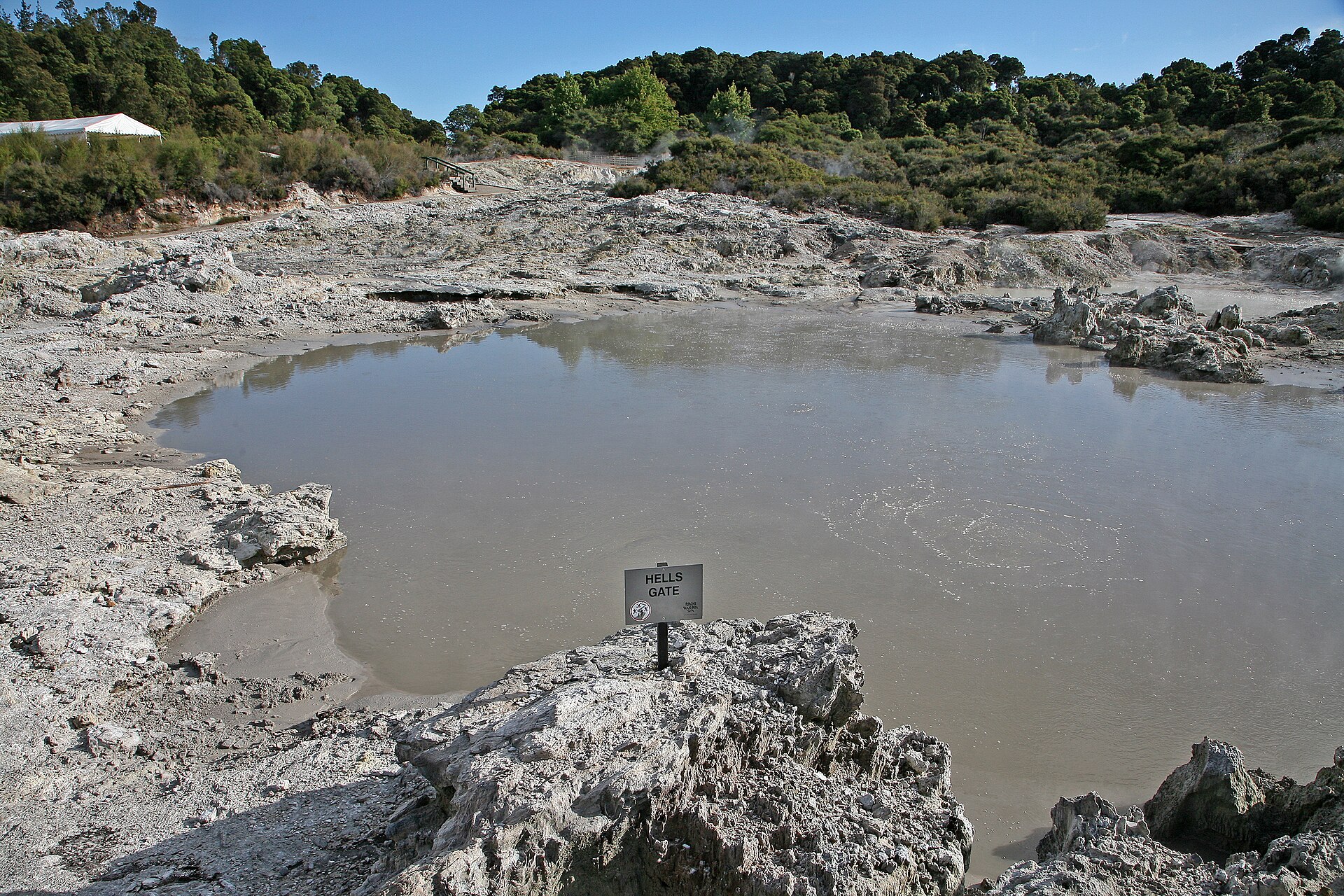 Steaming ground at the Tikitere geothermal field, Hell's Gate