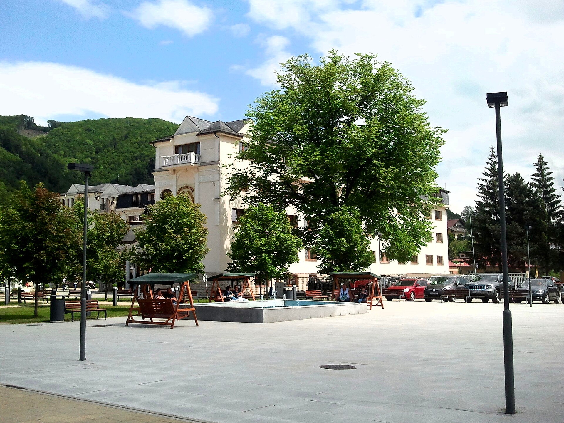 The spa buildings and water at Rajecké Teplice