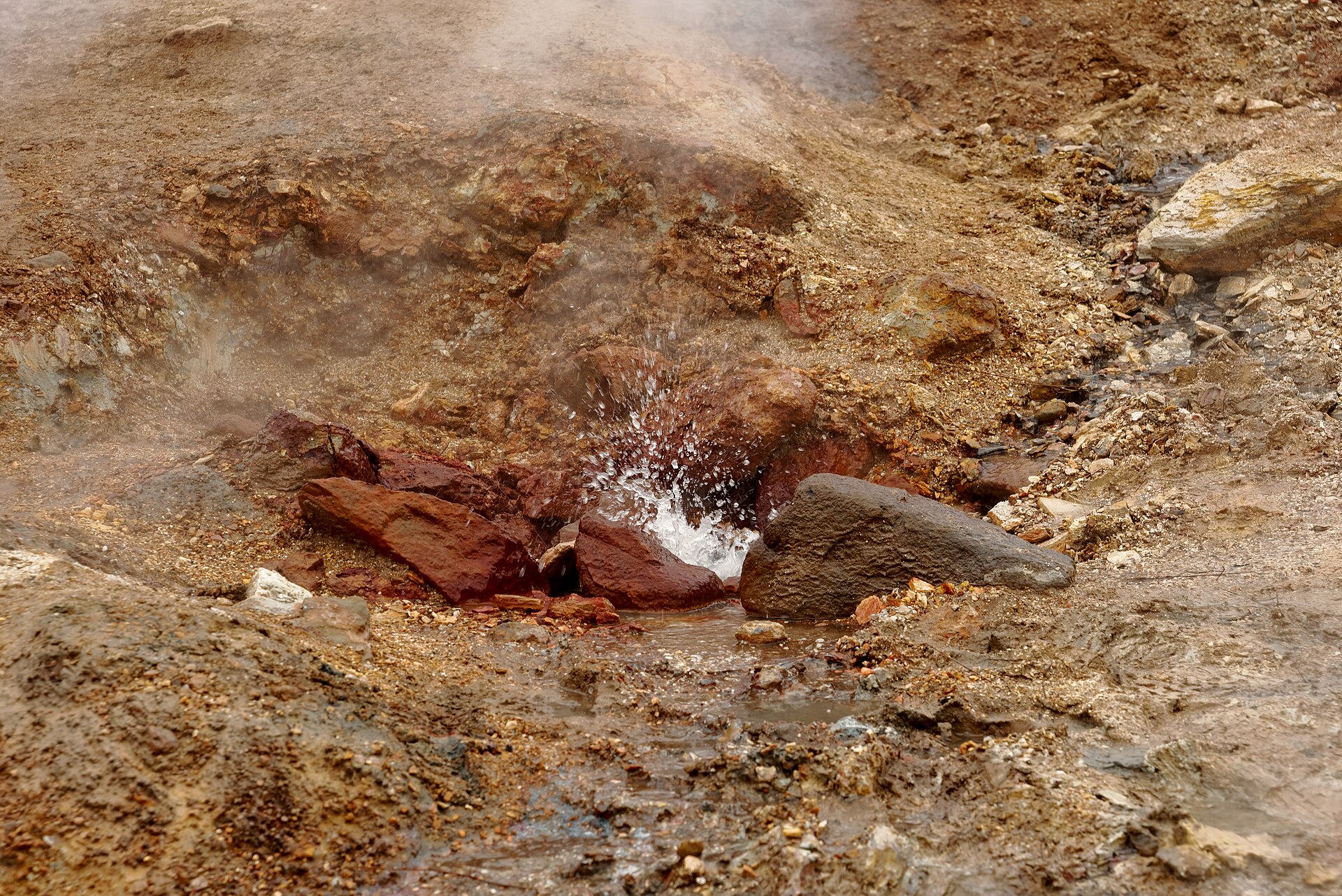 Hot spring water in the Reykjadalur valley