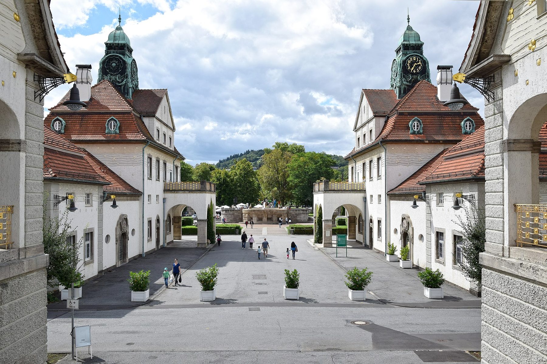 Jugendstil courtyard of the Sprudelhof in Bad Nauheim