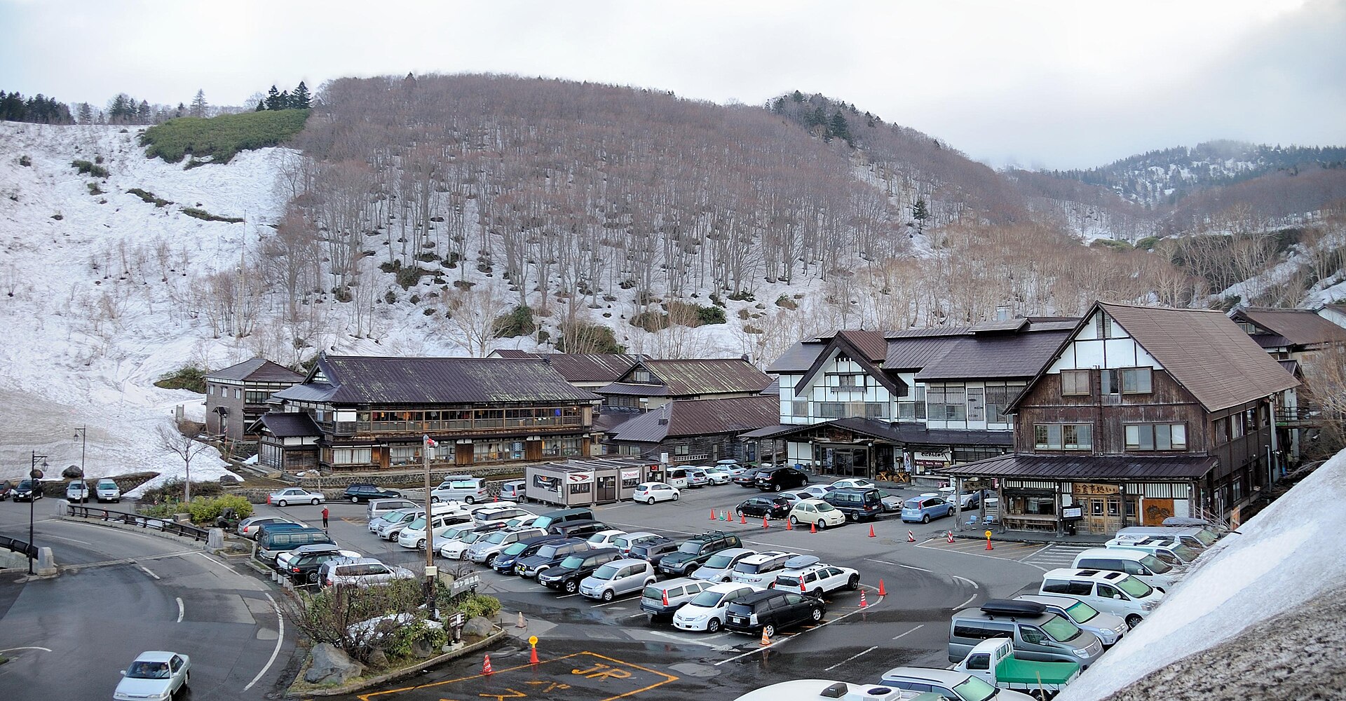The timber bathhouse building of Sukayu Onsen in the Hakkōda mountains