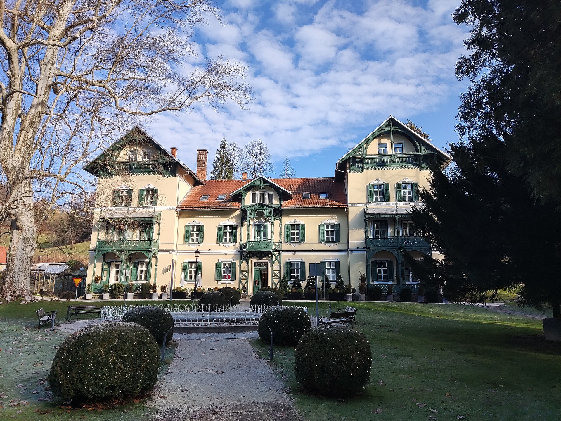 The spa buildings and park of Terme Dobrna in Slovenia