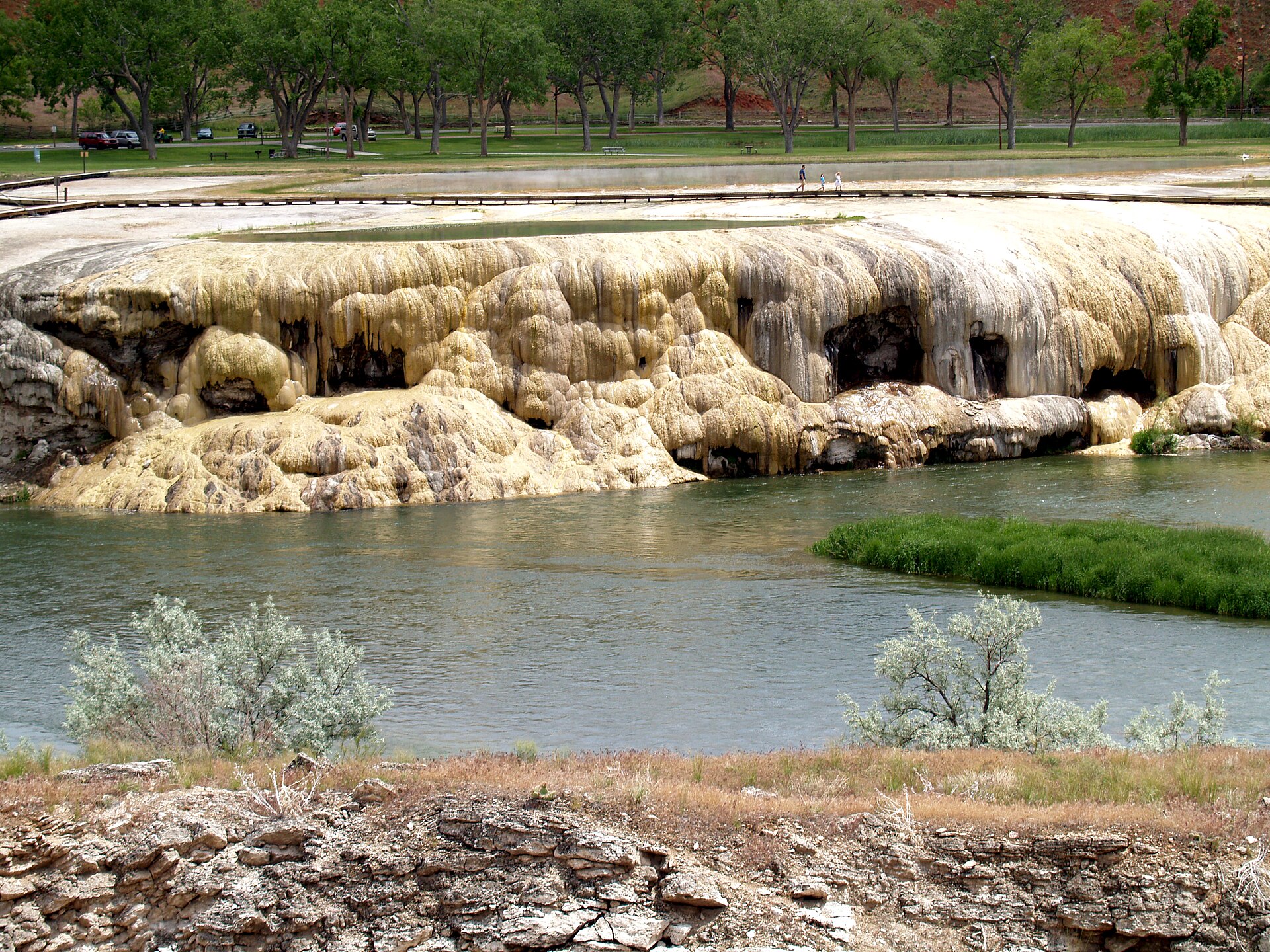 Travertine terraces of Hot Springs State Park in Thermopolis, Wyoming