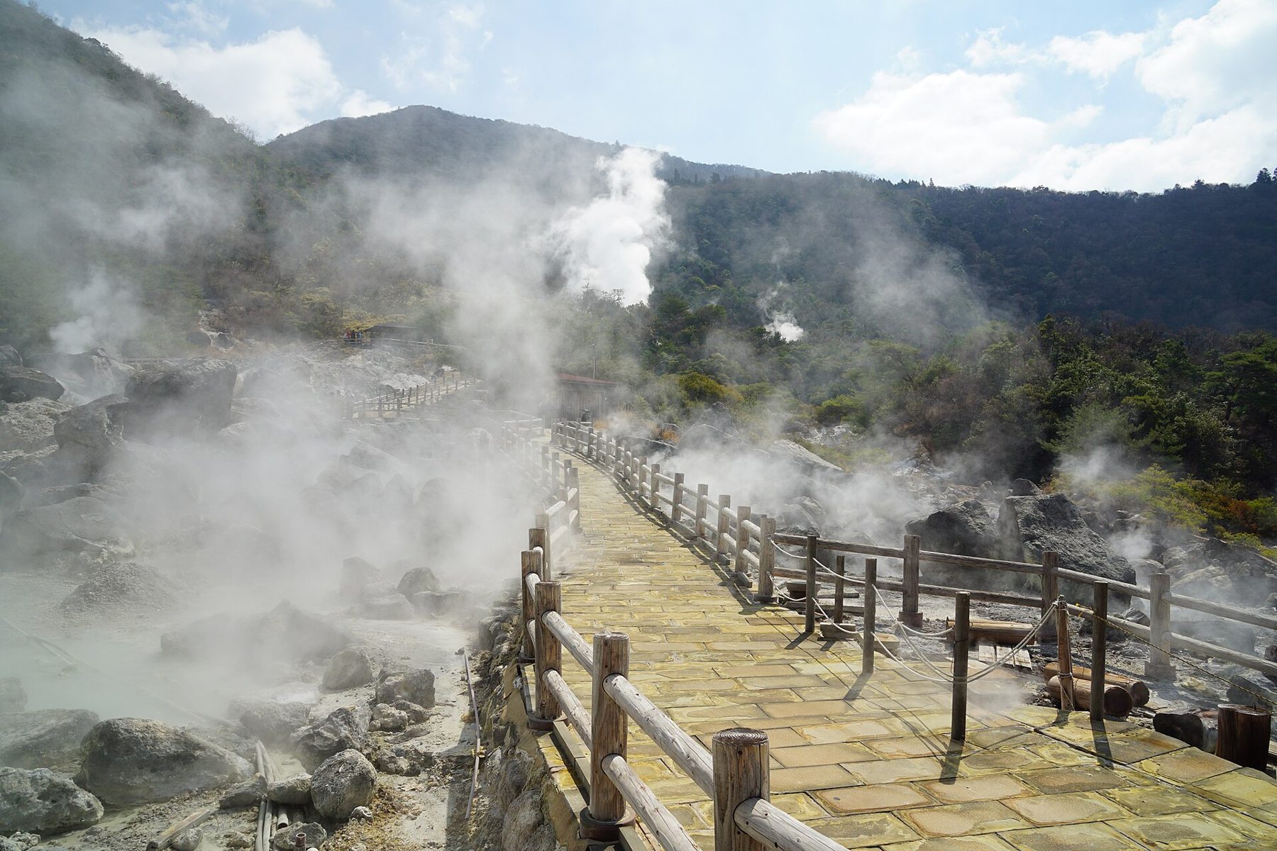Steaming volcanic ground at the Unzen jigoku